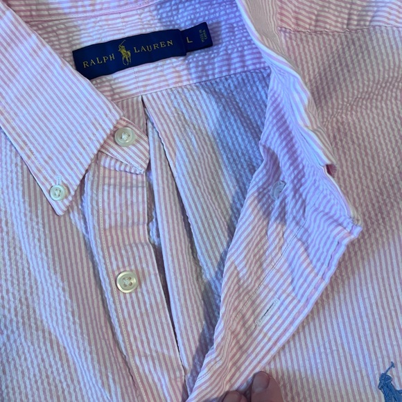 Pink Seersucker Polo Shirt - Picture 2 of 2